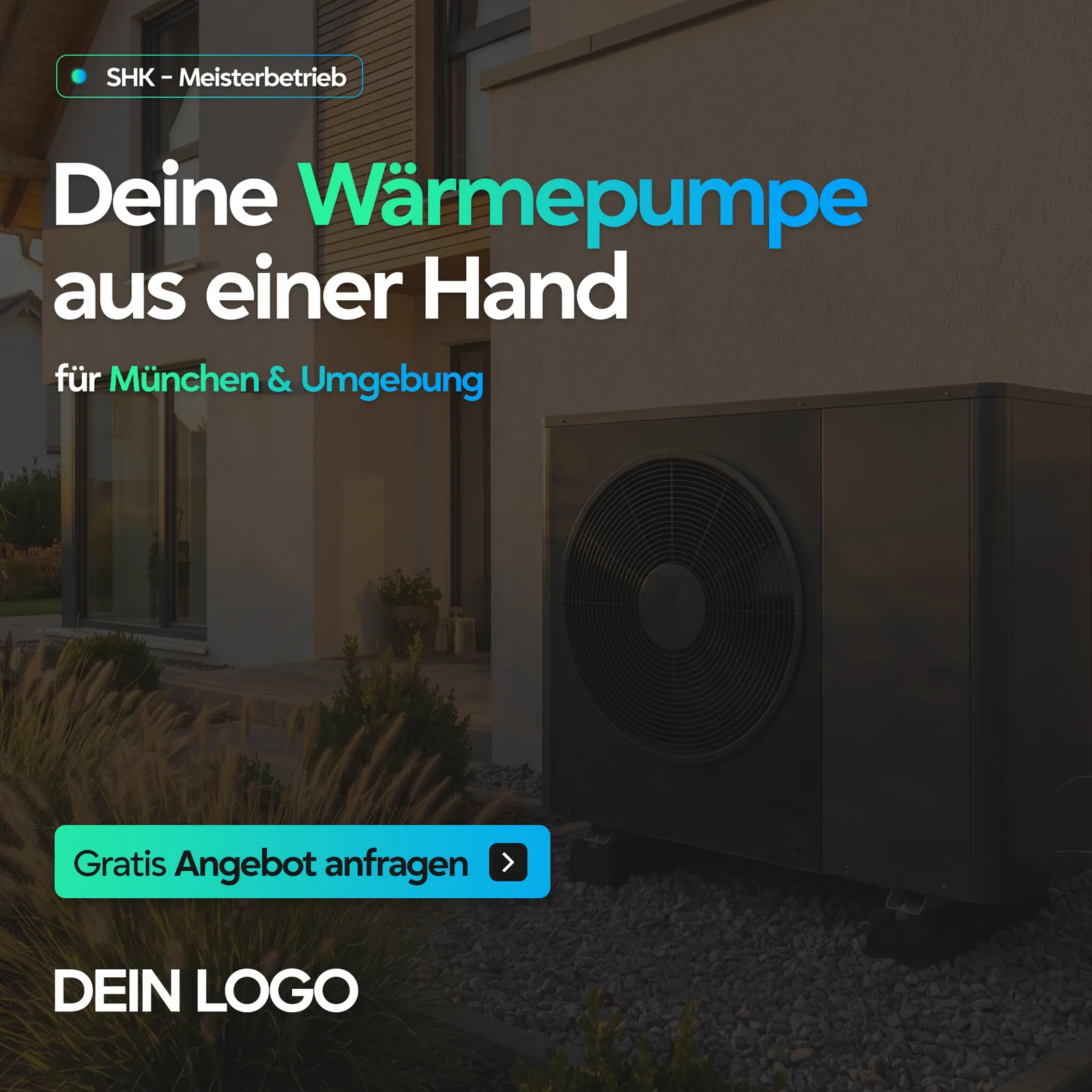Beispiel-Anzeige: Deine Wärmepumpe aus einer Hand, Gratis Angebot anfragen